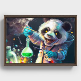 Panda-monium in the Lab Framed Canvas