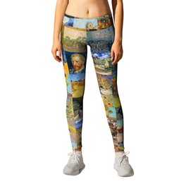 Vincent van Gogh - Masterpieces Patchwork, Grid Leggings