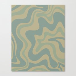 Retro Liquid Swirl Abstract Pattern Muted Eucalyptus Sage Canvas Print