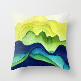 Abstract in Yellow, Green and Blue Throw Pillow