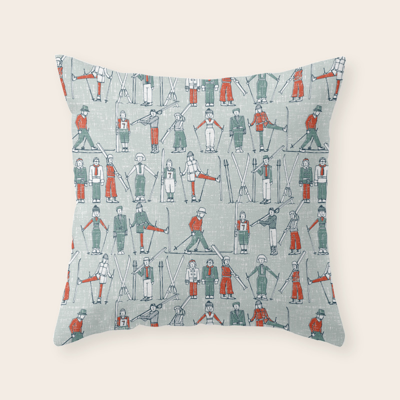 Vintage Ski Linen Throw Pillow By Sharonturner Society6