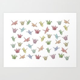 Origami Cranes Art Print