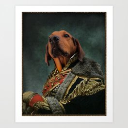 Dog Dachshund Historical Portrait as Royalty Art Print