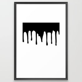Black paint drips on white background Framed Art Print