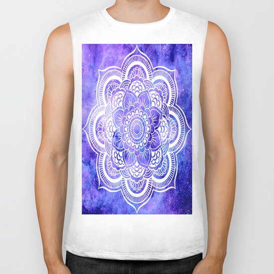 Mandala Violet Blue Galaxy Space Biker Tank