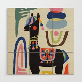 Mid Century Modern Llama Wood Wall Art