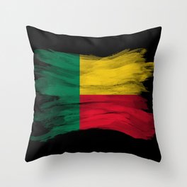 Benin flag brush stroke, national flag Throw Pillow