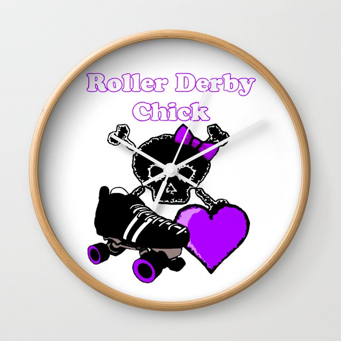 Roller Derby Chick (Purple) Wall Clock