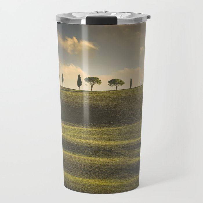 Rolling hills, cypress and pine trees. Tuscany, Italy Travel Mug