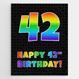 [ Thumbnail: HAPPY 42ND BIRTHDAY - Multicolored Rainbow Spectrum Gradient Jigsaw Puzzle ]