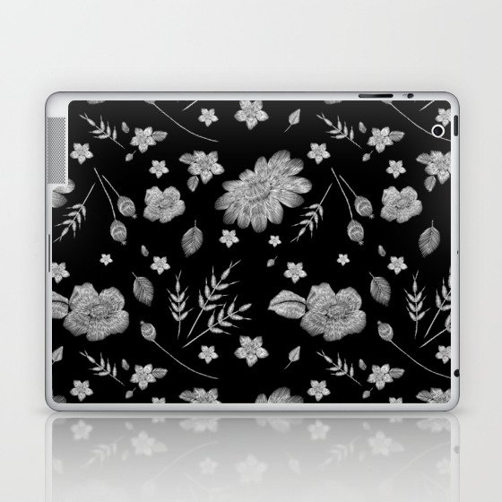 Embroidered Leaves & Flowers Laptop & iPad Skin