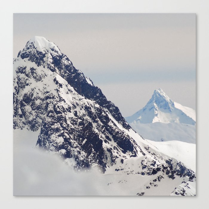 Argentina Photography - Huge Snowy Mountains Under The White Sky Canvas Print