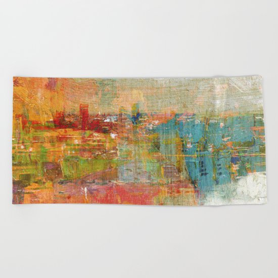 City By The Lake Beach Towel