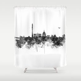 Washington DC Skyline Black and White Shower Curtain