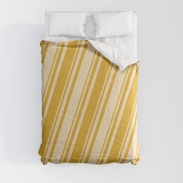 [ Thumbnail: Goldenrod and Tan Colored Striped/Lined Pattern Comforter ]