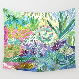 Tropical Garden Watercolor Wall Tapestry