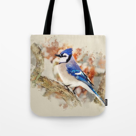 Watercolor Blue Jay Art Tote Bag