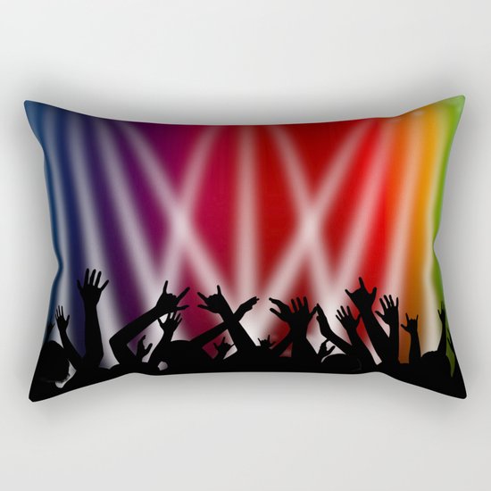 Dancing Crowd With Multi Colour and White Spotlights Rectangular Pillow