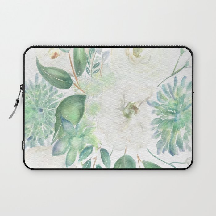 Handmade white flowers watercolor composition  Laptop Sleeve