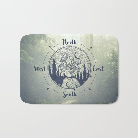 Compass Mountain Road Trip Bath Mat