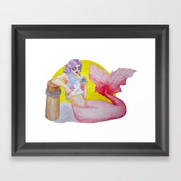 Hipster Mermaid Framed Art Print