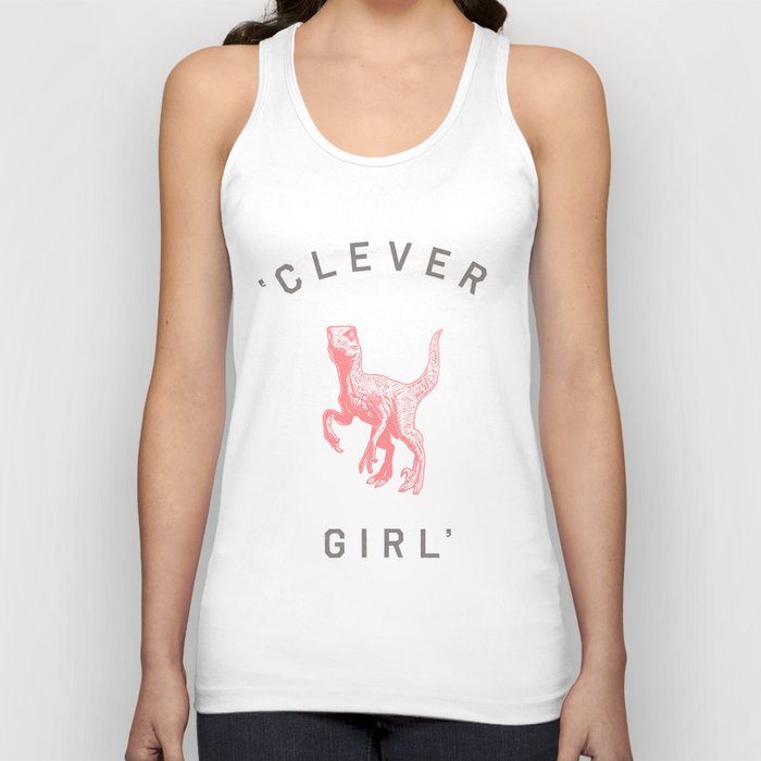 Clever Girl Unisex Tanktop | Graphic-design, Dino, Dinosaurier, Jurassic, Dinosaure, Vintage, Message, Velociraptor, T-rex, Trex
