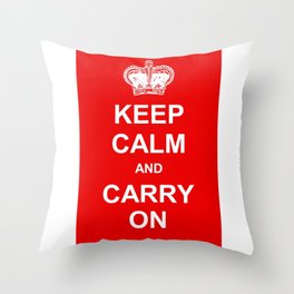 Keep Calm And Carry On English War Quote Throw Pillow