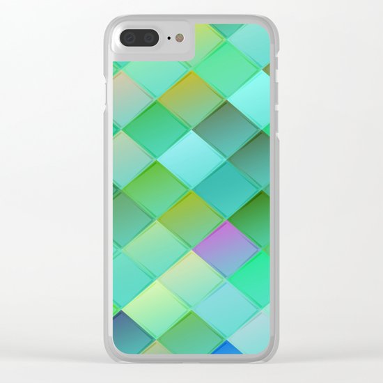 Green pattern with squares.Trendy print. Modern graphic design. Clear iPhone Case