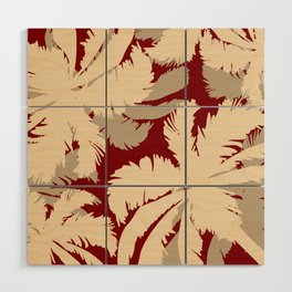Palm Trees Red & Beige Wood Wall Art