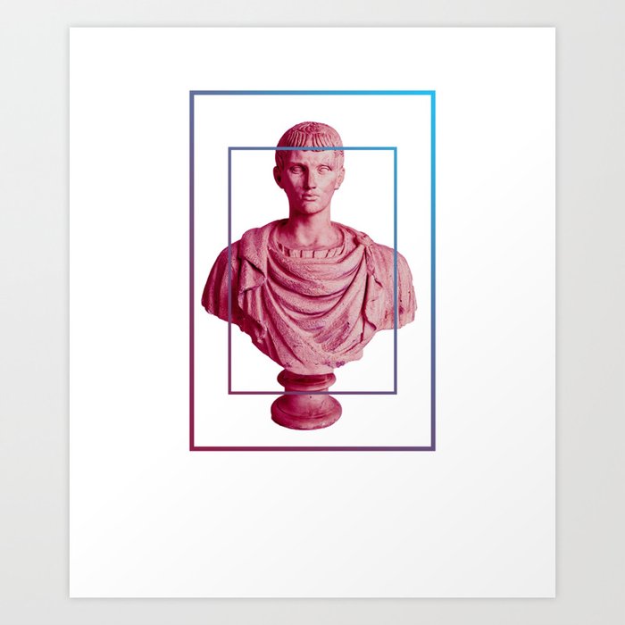 Synthwave Retrowave Style Statue Gift Vaporwave Bust Art Print By Dc Designstudio