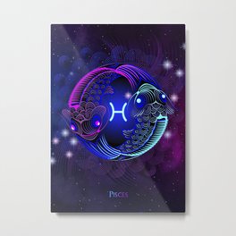Zodiac neon signs — Pisces Metal Print | Signs, Spiritual, Esoterics, Astronomy, Astrology, Zodiac, Retrowave, Horoscope, Neon, Karma 