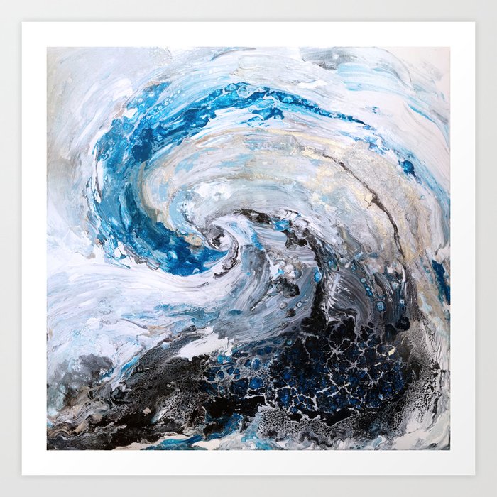 Ocean Wave Blue And Gold Abstract Seascape Art Print By Artmonia Society6