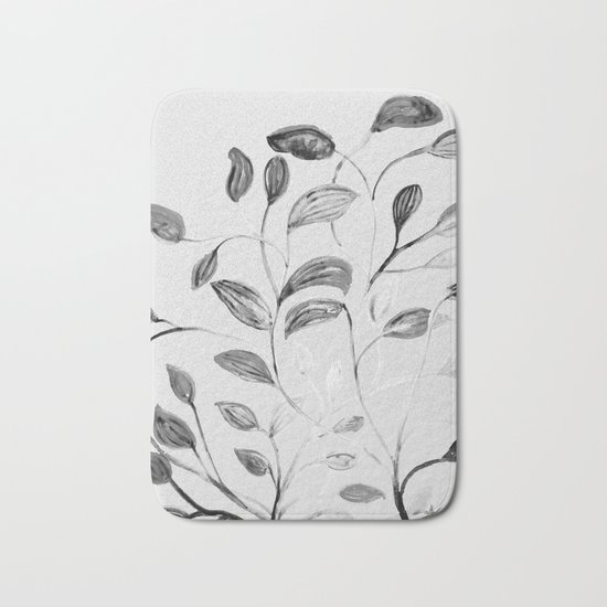 Red and Green Leaves! Romantic Silver Grey! Bath Mat