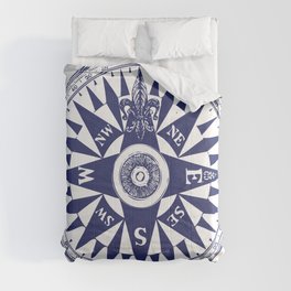 Nautical Compass | Vintage Compass | Navy Blue and White | Comforter
