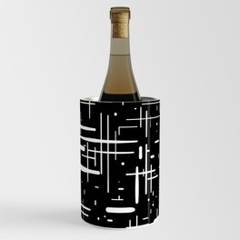 Mid-Century Modern Kinetikos Pattern in Black and White Wine Chiller