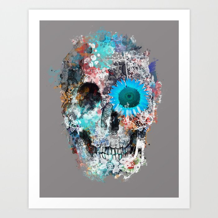 floral skull 3 Art Print