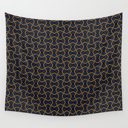 Geometric pattern no.2 with black, blue and gold Wall Tapestry