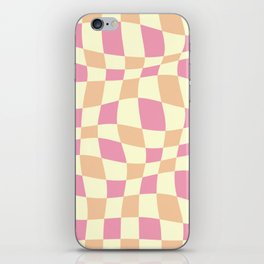 Warped Checkered Pattern (pink/peach/cream) iPhone Skin