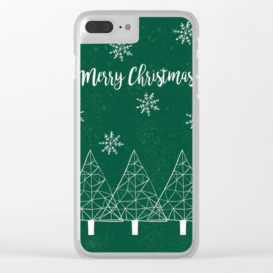 Merry Christmas Green Clear iPhone Case