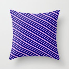 [ Thumbnail: Blue & Plum Colored Striped Pattern Throw Pillow ]