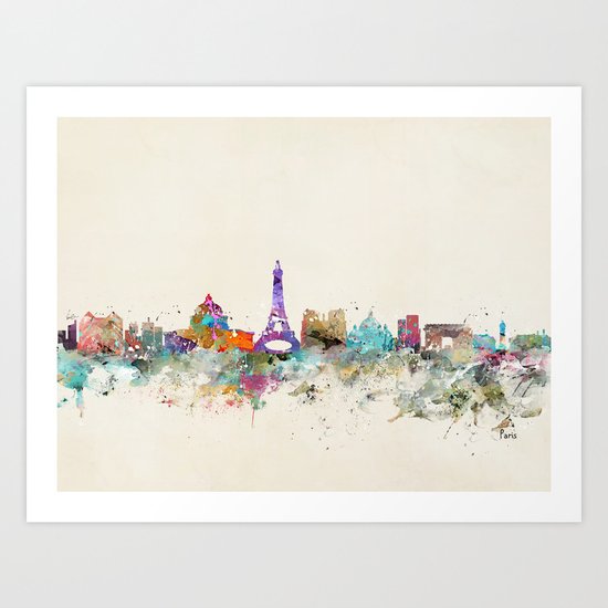 Paris city skyline Art Print