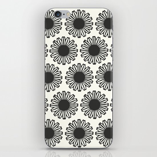vintage flowers black iPhone Skin