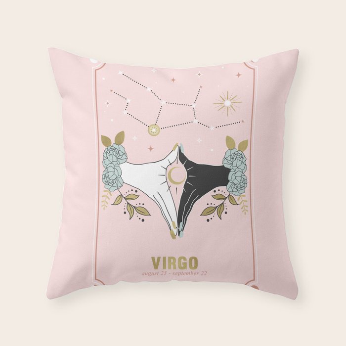 Virgo Zodiac Series Throw Pillow by cafelab Society6