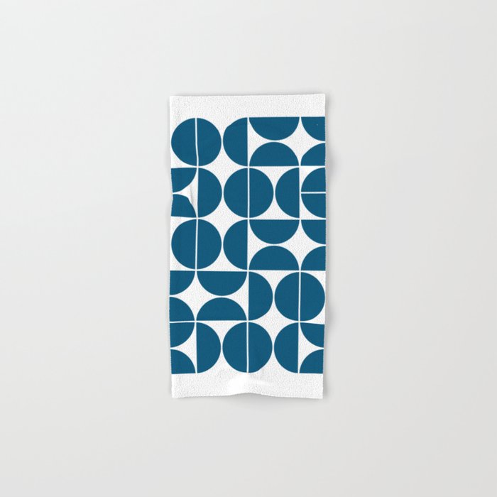 Mid Century Modern Geometric 04 Blue Hand & Bath Towel