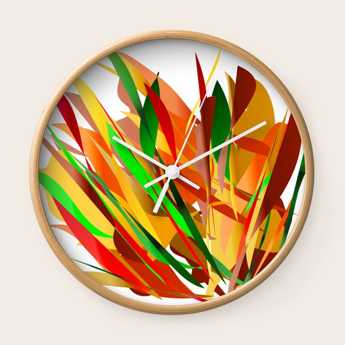 Autumn Abstract Digital Painting Wall Clock By Katerina Ez