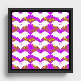White Bats And Bows Pink Yellow Framed Canvas