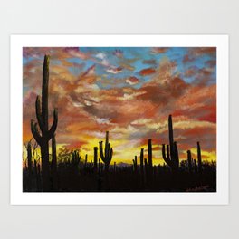 Saguaro Cactus Sunset Art Print