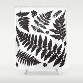 Black and White Ferns Shower Curtain