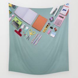 Stationary on green Wall Tapestry