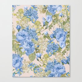 Vintage Blue Rose Garden Canvas Print